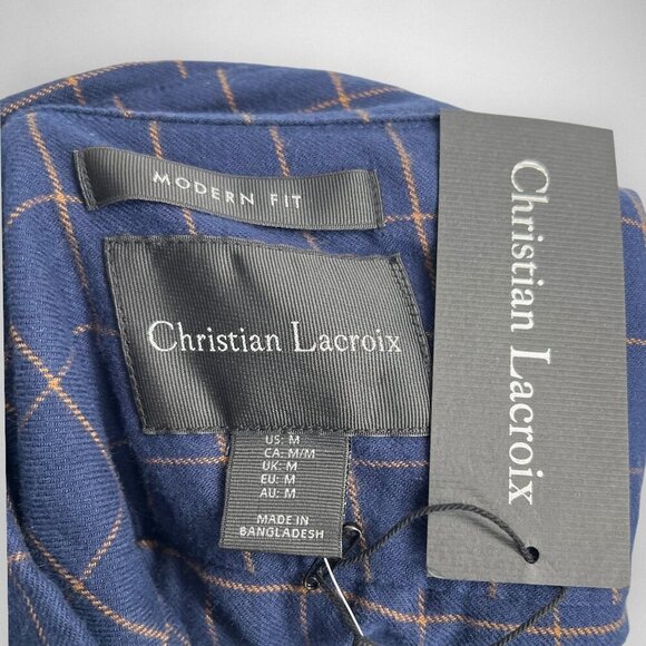 NWT CHRISTIAN LACROIX Blue Window Pane Long Sleeve Shirt M - Picture 5 of 6